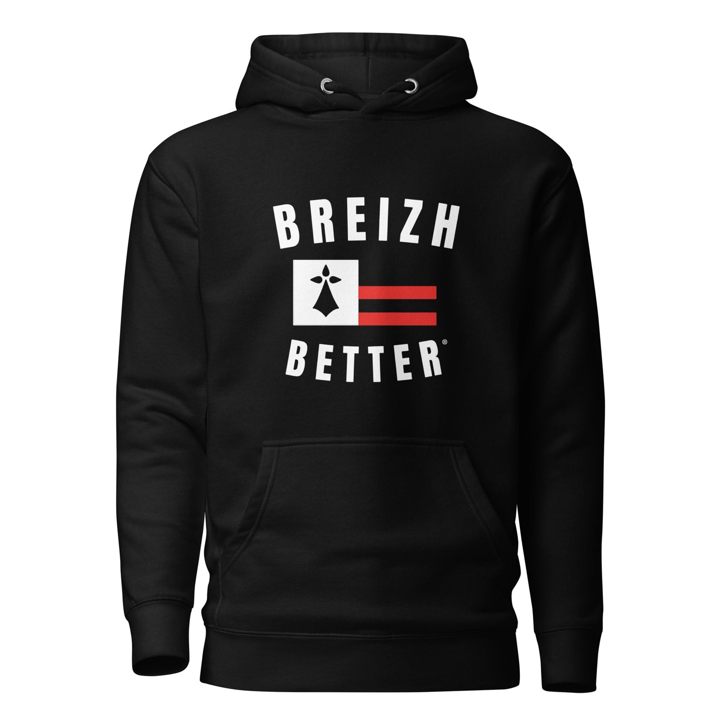 Sweat Ă Capuche Unisexe Breizhbetter Hermine Blanc