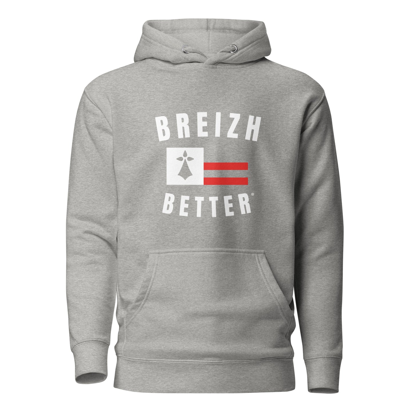 Sweat Ă Capuche Unisexe Breizhbetter Hermine Blanc