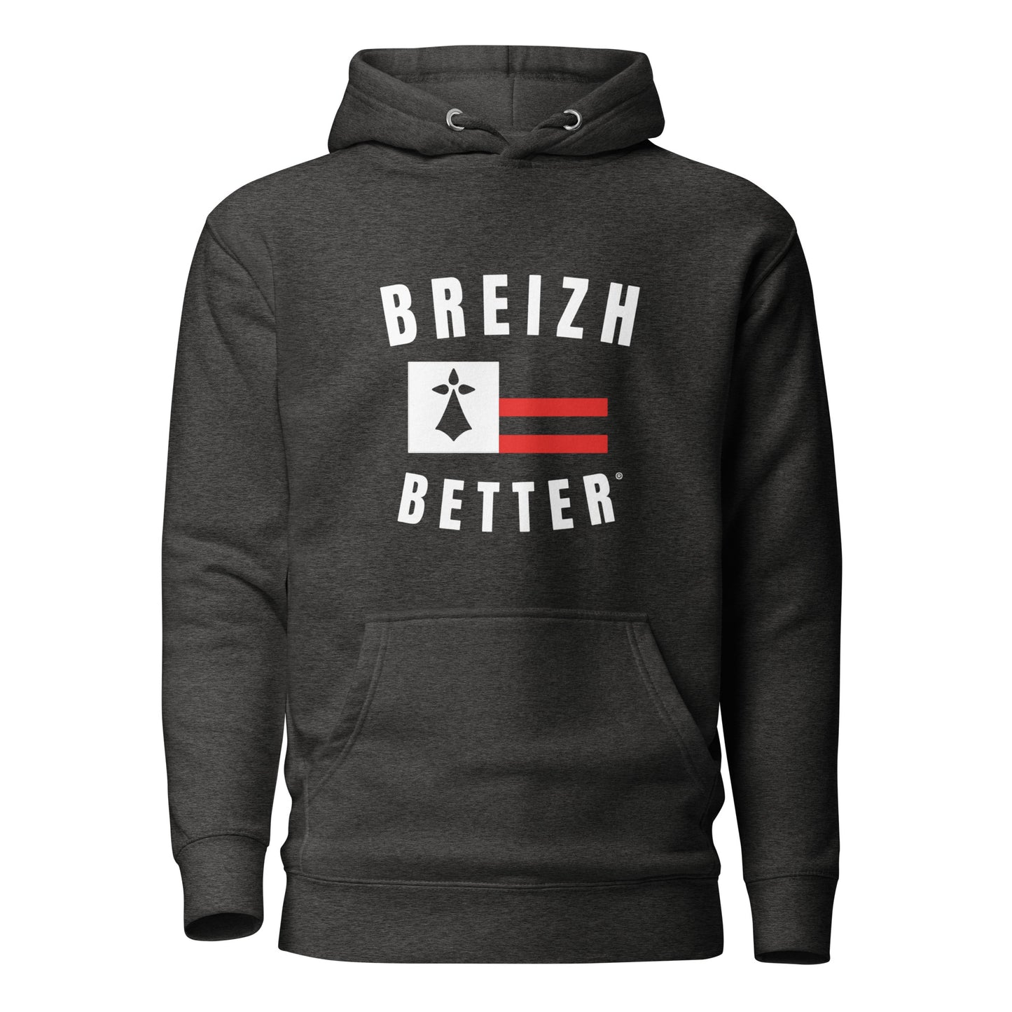 Sweat Ă Capuche Unisexe Breizhbetter Hermine Blanc