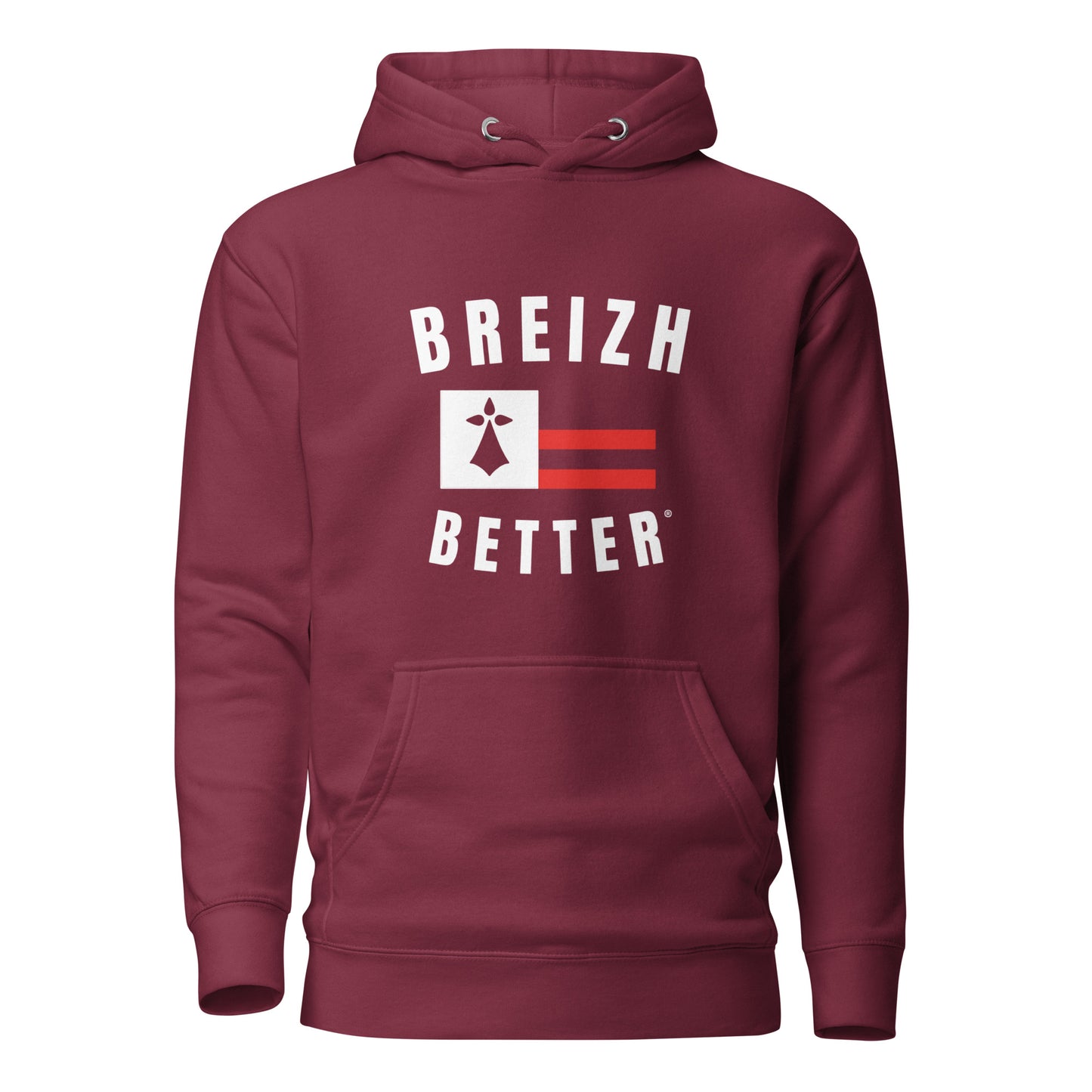 Sweat Ă Capuche Unisexe Breizhbetter Hermine Blanc