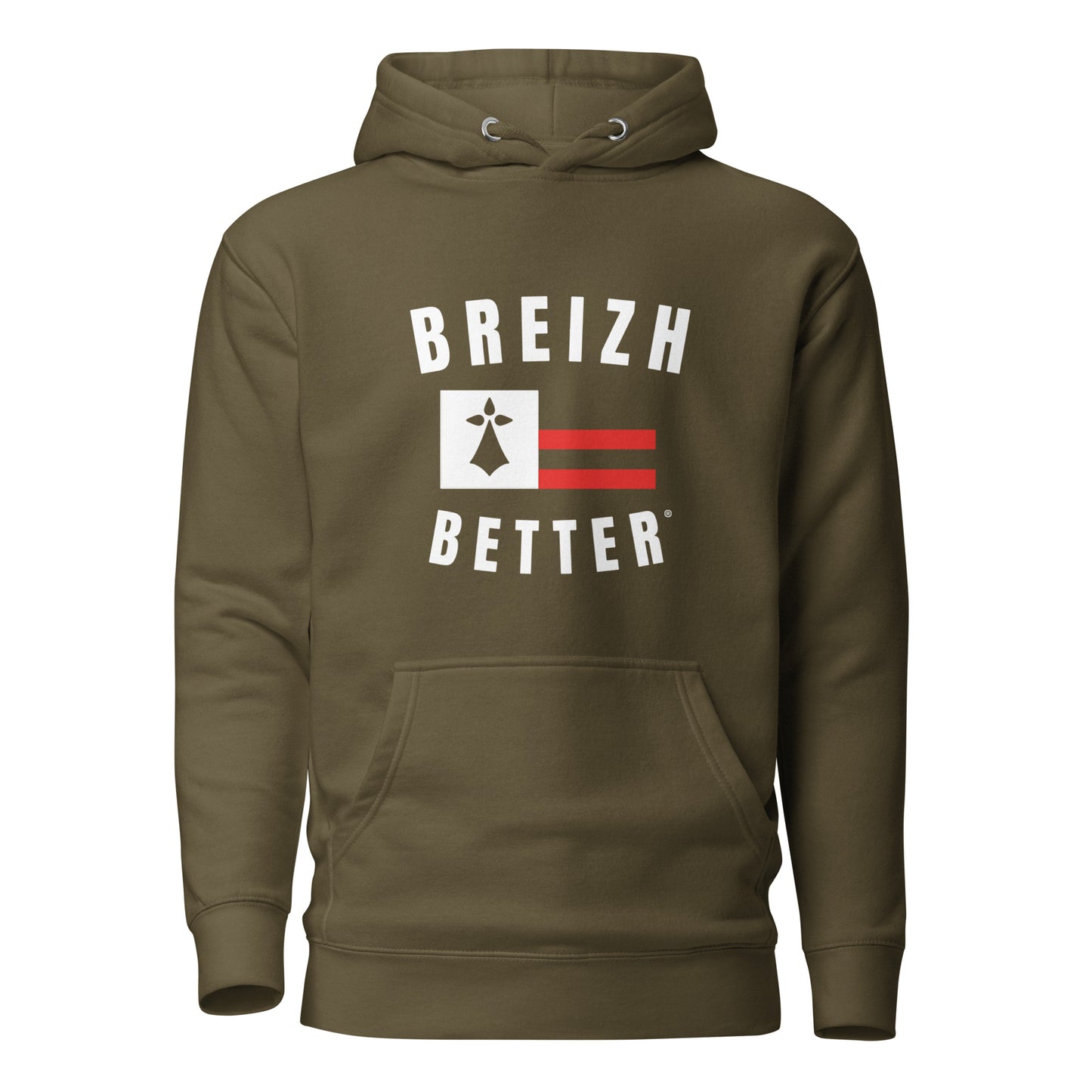 Sweat Ă Capuche Unisexe Breizhbetter Hermine Blanc
