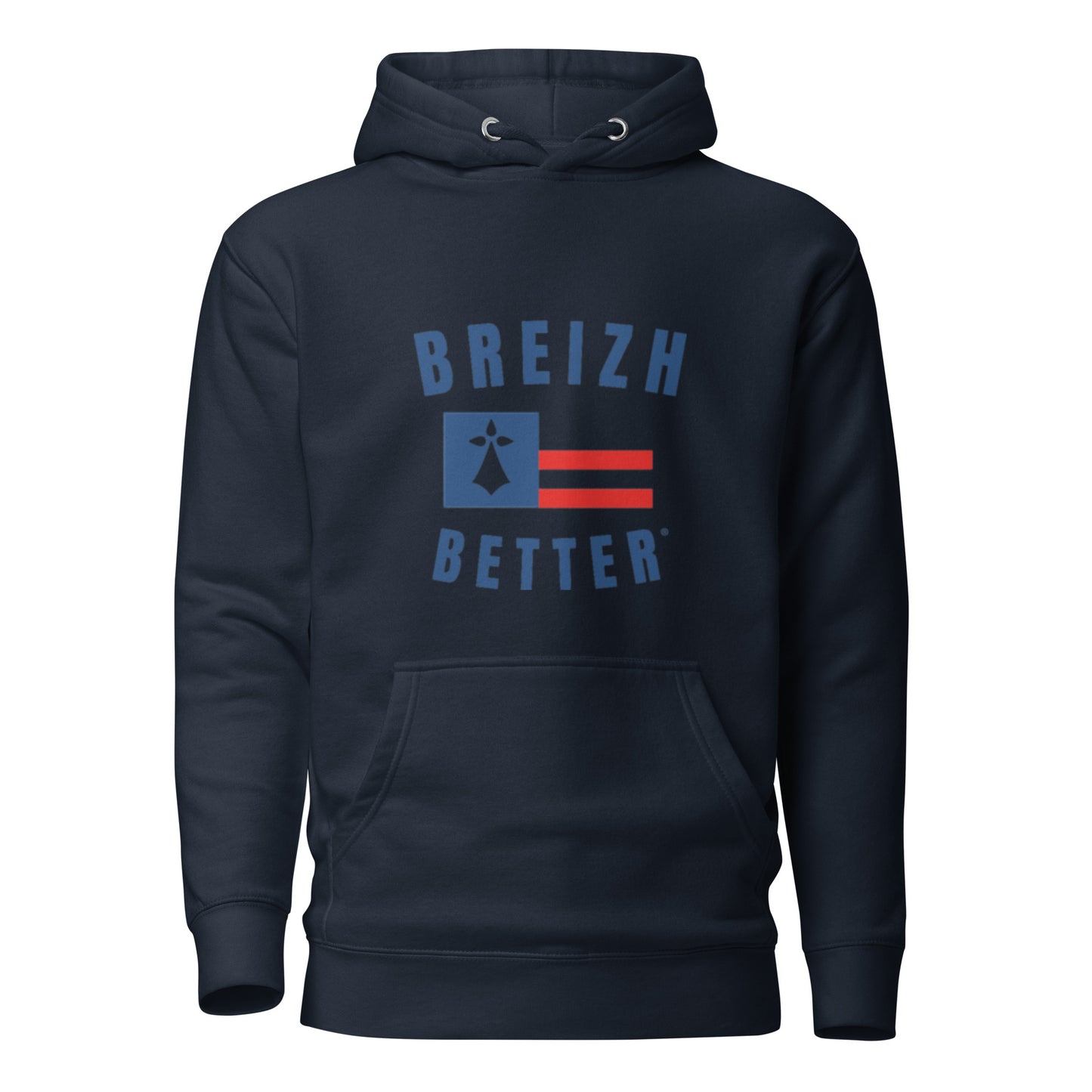 Sweat Ă Capuche Unisexe Breizhbetter Hermine Bleu