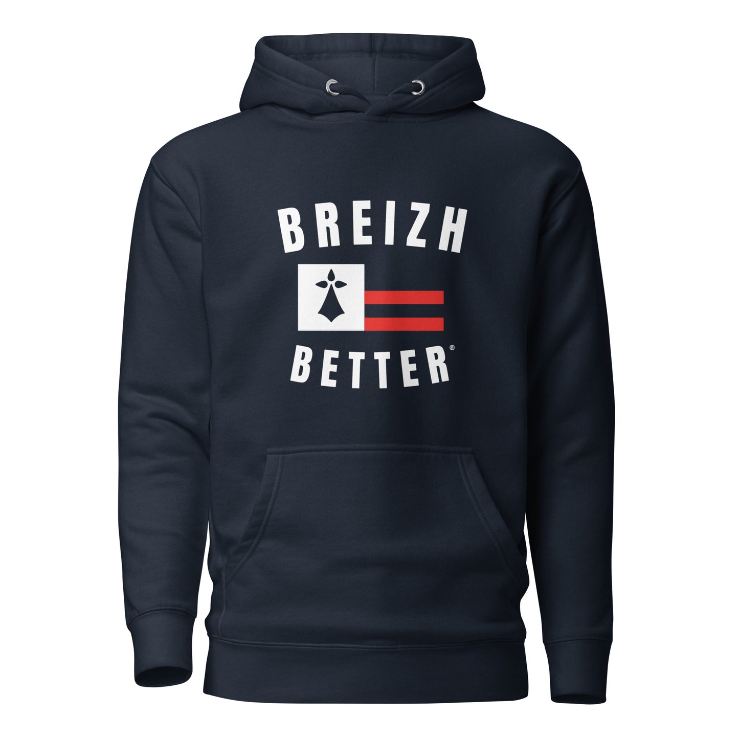 Sweat Ă Capuche Unisexe Breizhbetter Hermine Blanc