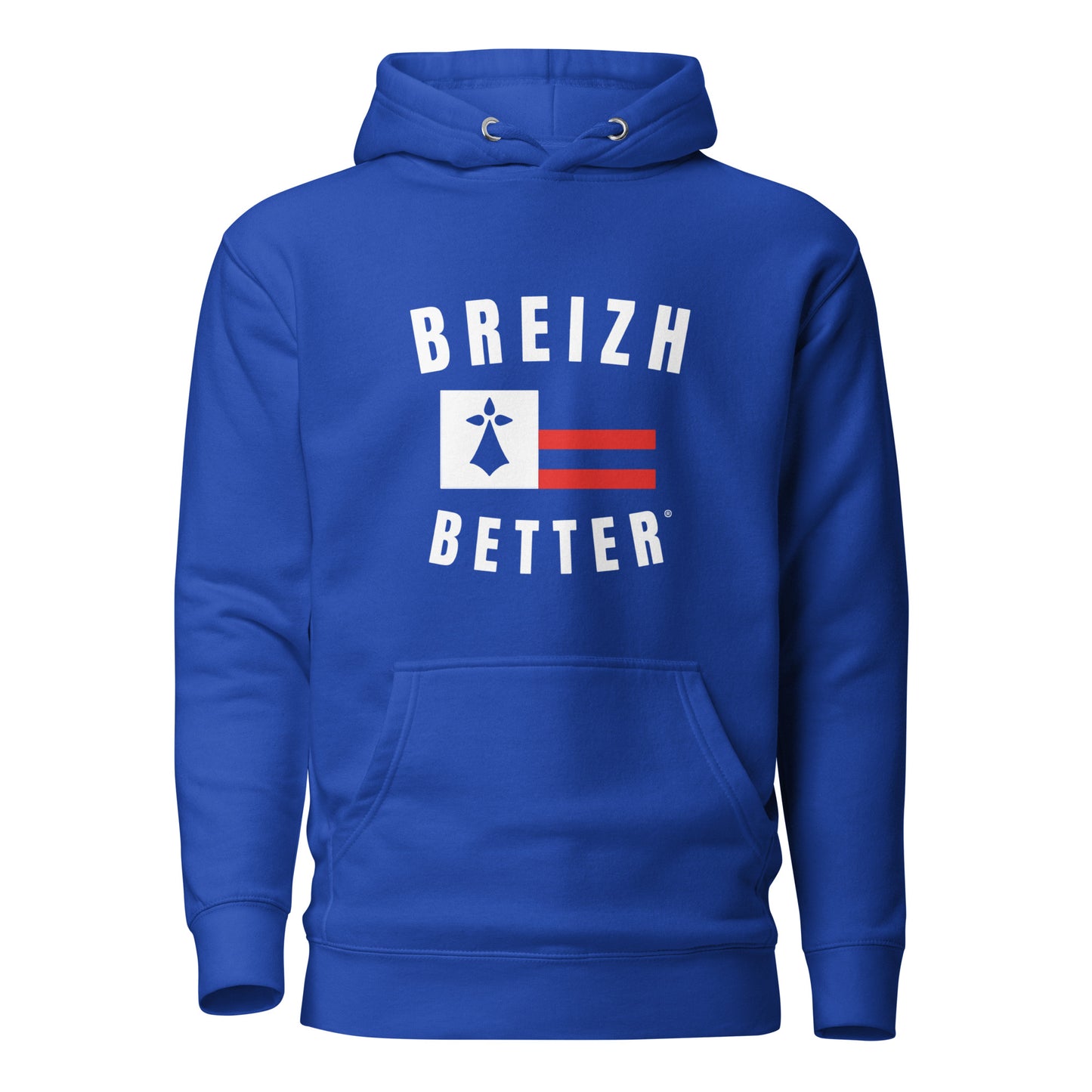 Sweat Ă Capuche Unisexe Breizhbetter Hermine Blanc