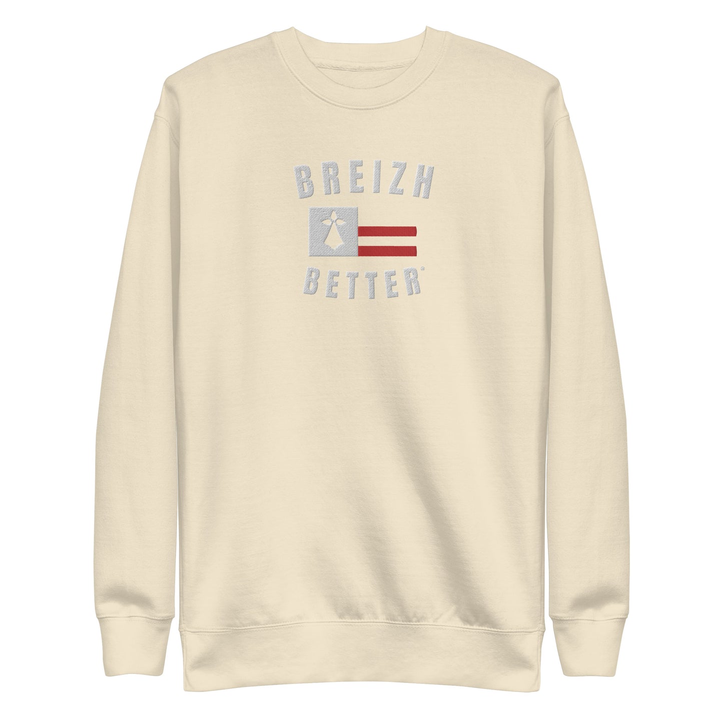 Sweatshirt premium unisexe Breizhbetter Hermine Blanc Rouge Brodé