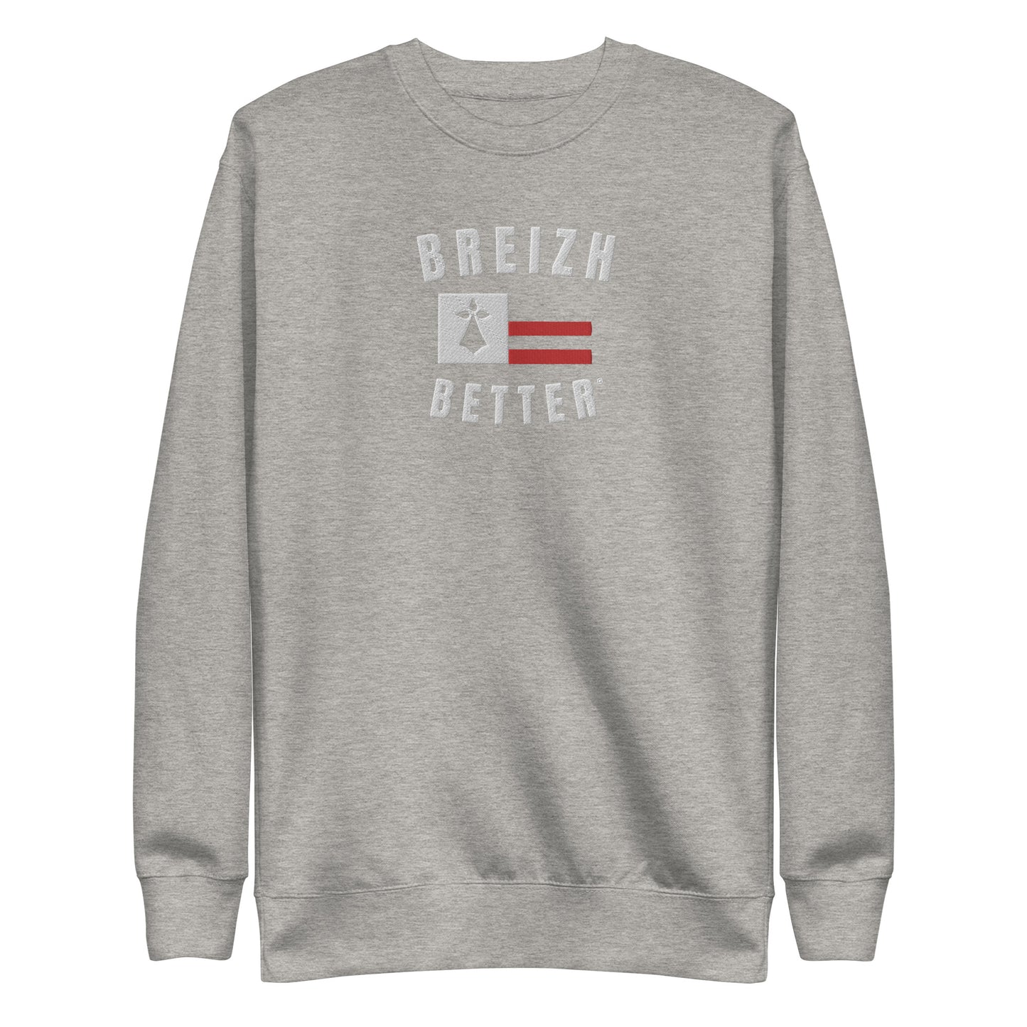 Sweatshirt premium unisexe Breizhbetter Hermine Blanc Rouge Brodé
