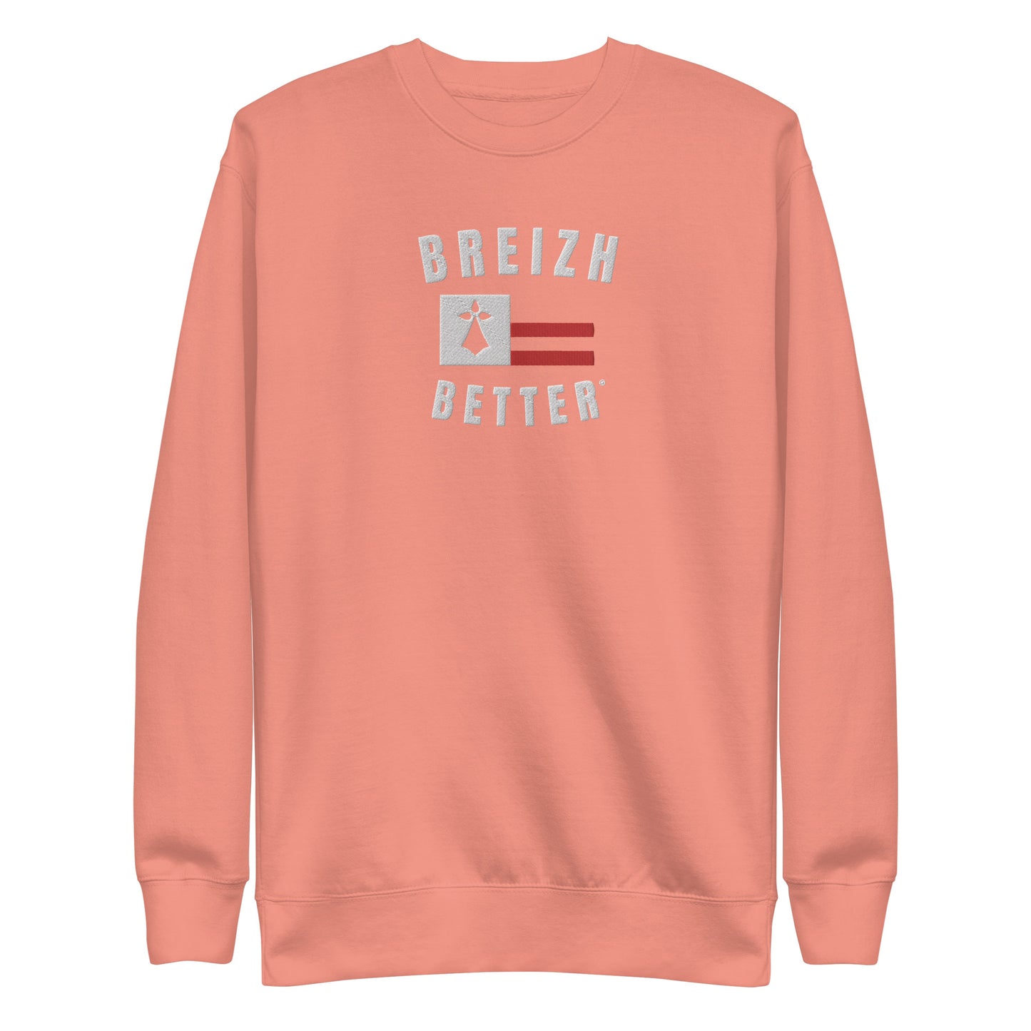 Sweatshirt premium unisexe Breizhbetter Hermine Blanc Rouge Brodé