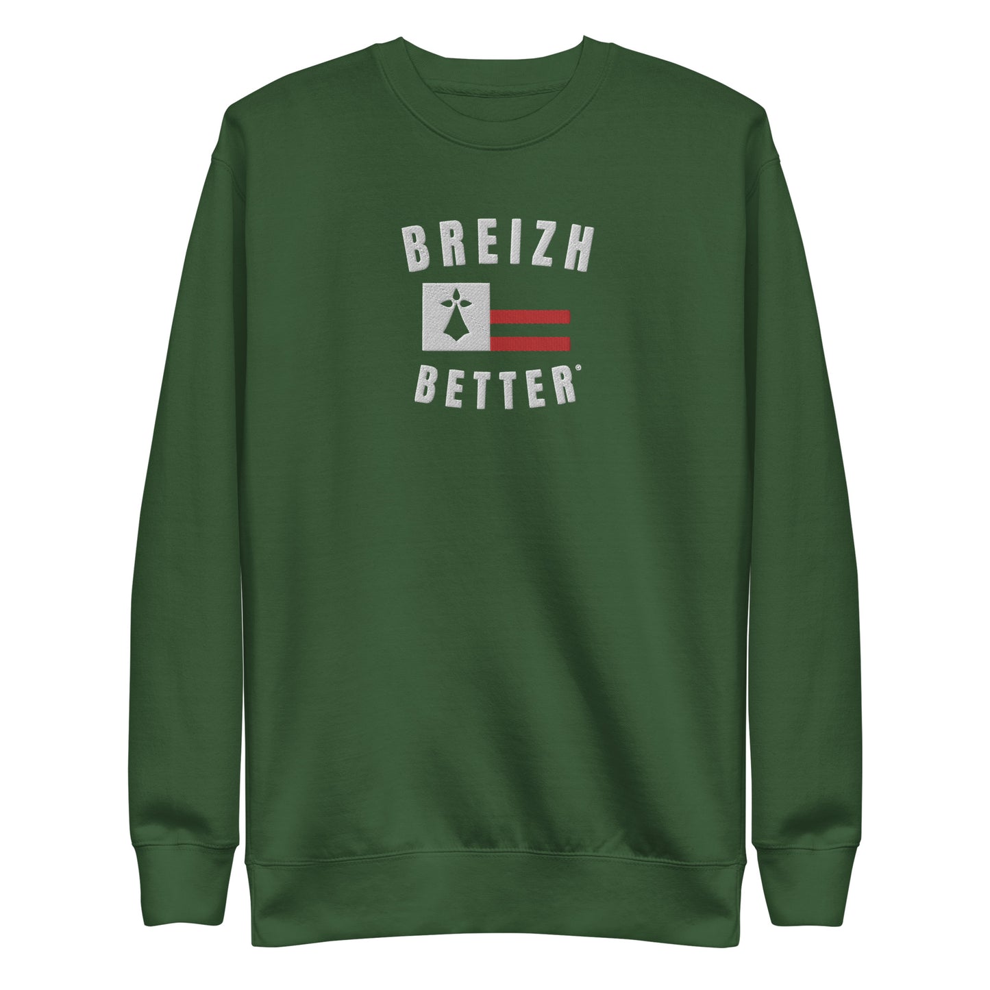 Sweatshirt premium unisexe Breizhbetter Hermine Blanc Rouge Brodé