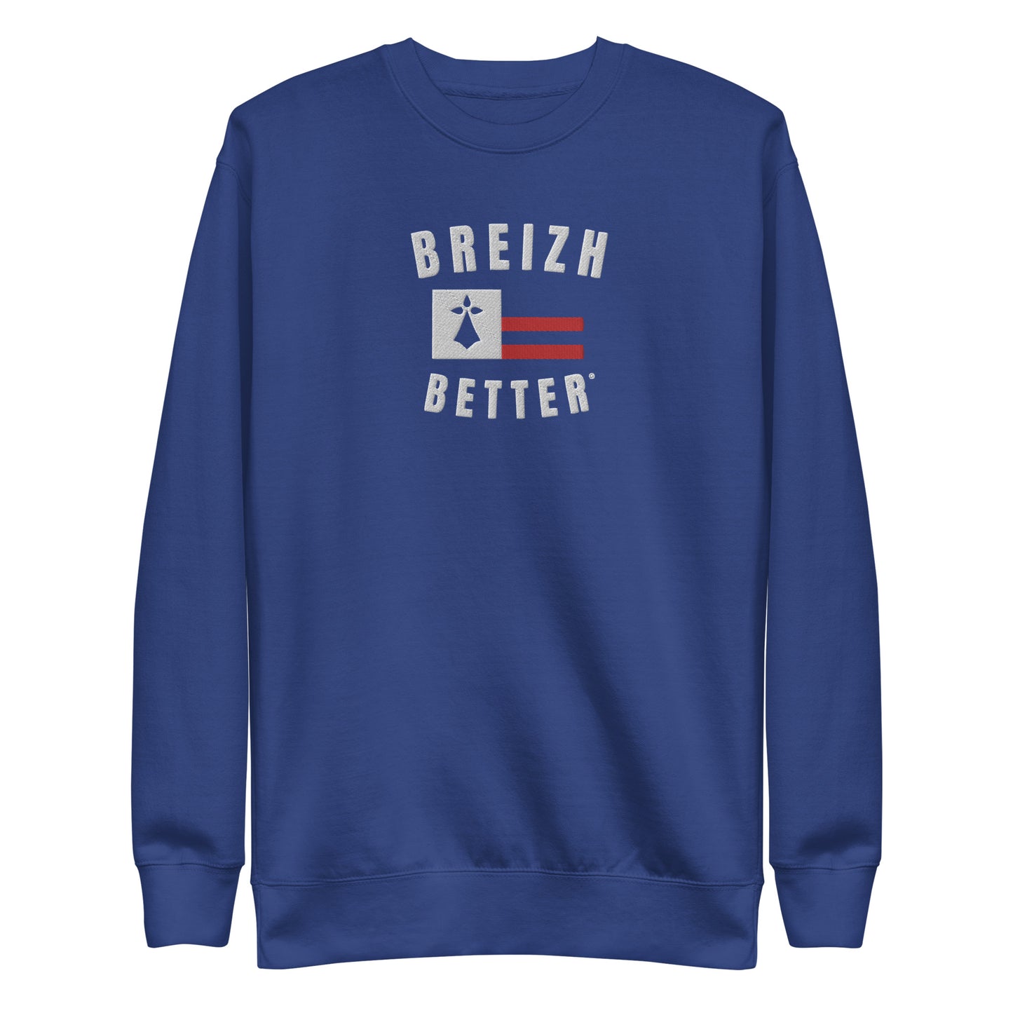 Sweatshirt premium unisexe Breizhbetter Hermine Blanc Rouge Brodé