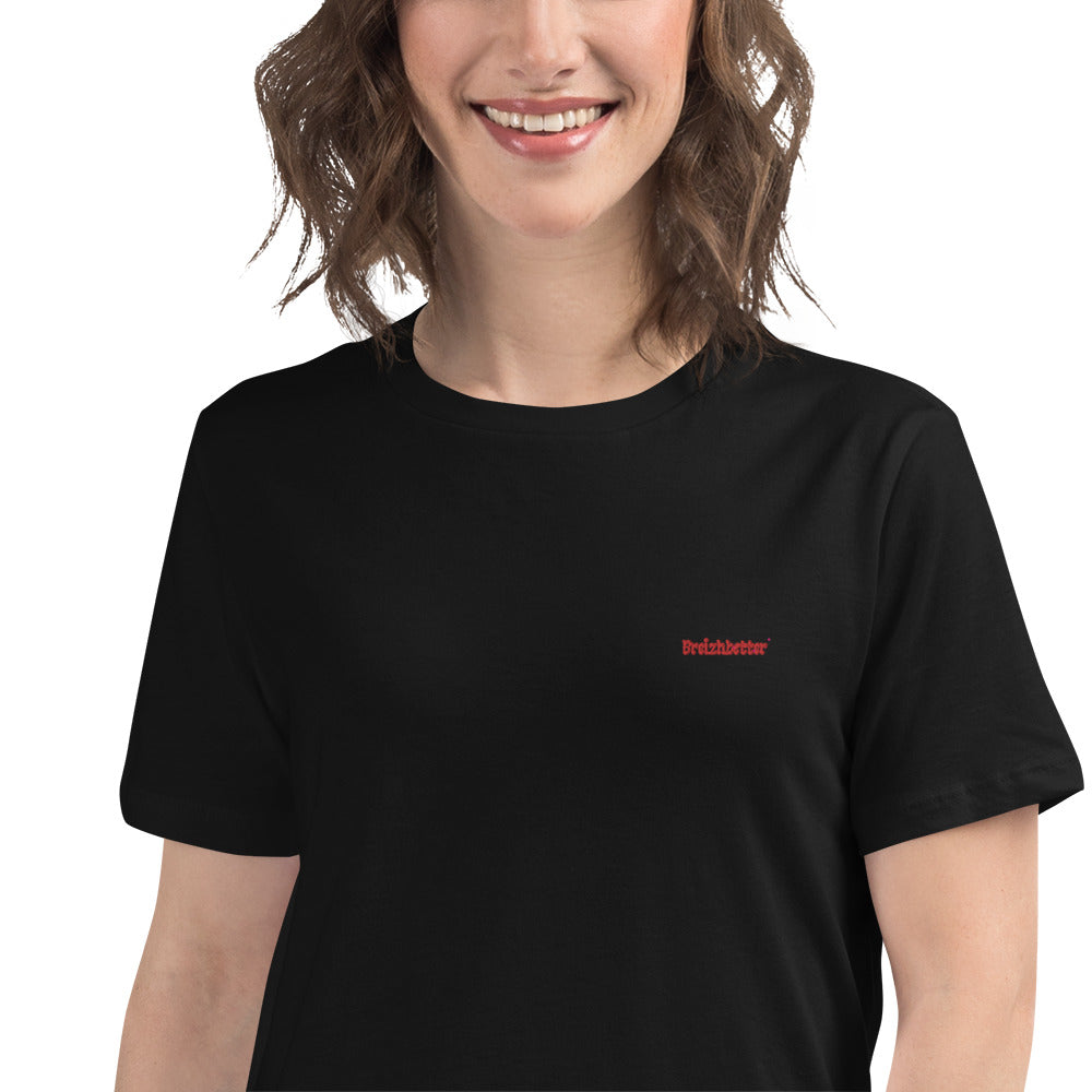T-shirt Coton pour Femme Breizhbetter Brodé Rouge