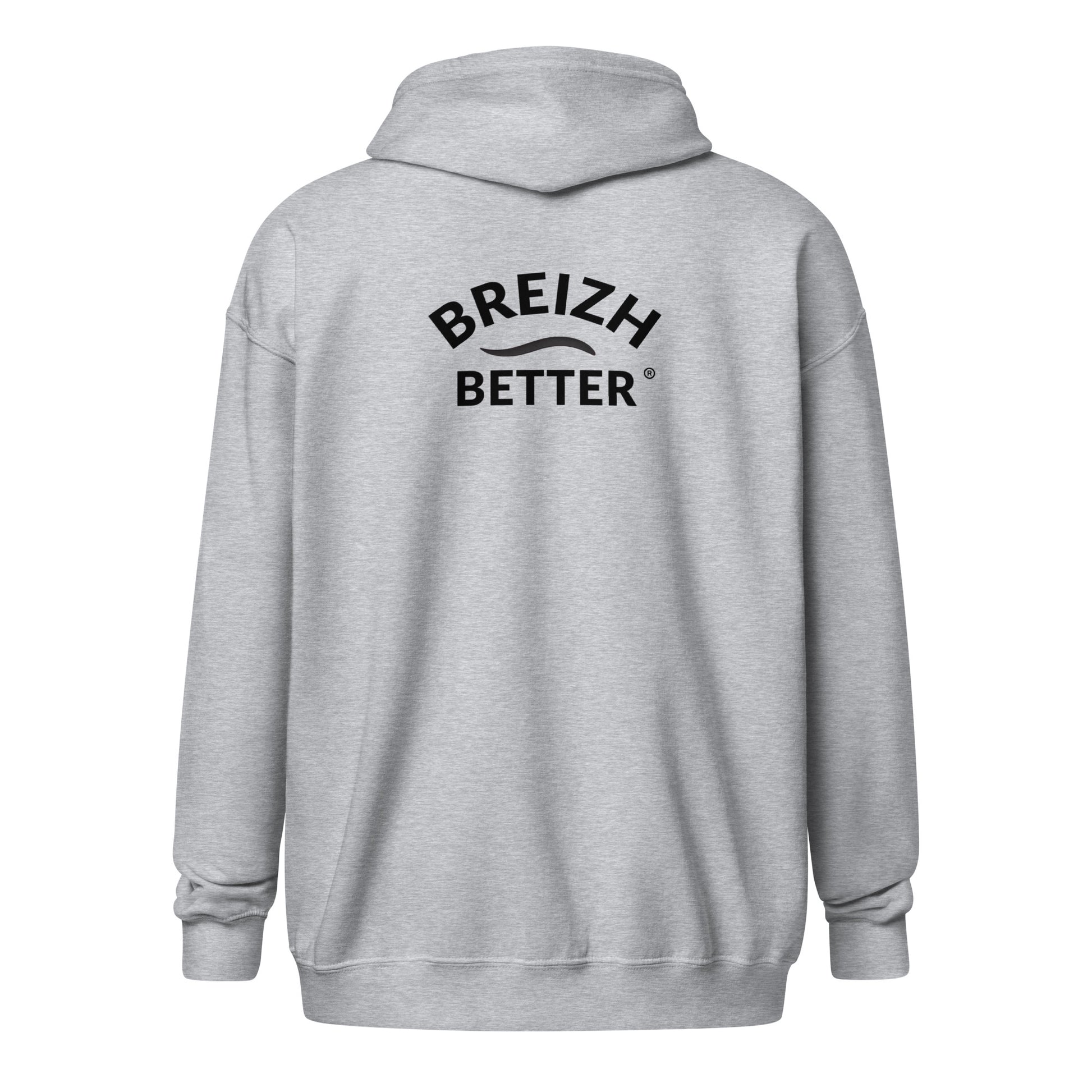 Sweat Zippé Breizhbetter BWave | Brodé Cœur & Imprimé Dos