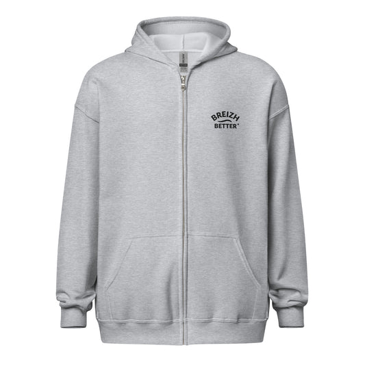 Sweat Zippé Breizhbetter BWave | Brodé Cœur & Imprimé Dos