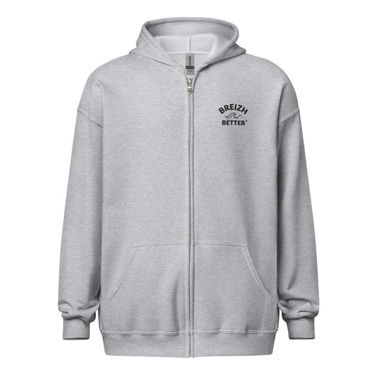 Sweat Zippé Breizhbetter Wave | Brodé Cœur & Imprimé Dos