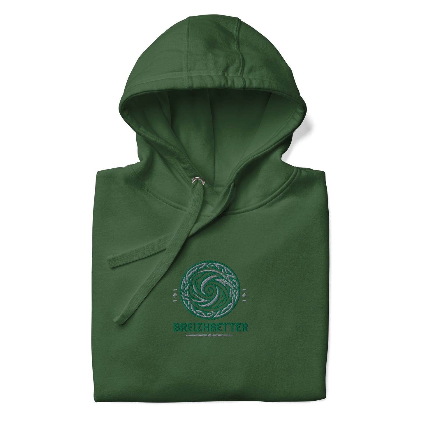 Sweat à Capuche Unisexe Breizhbetter Legende Vert Brodé AV