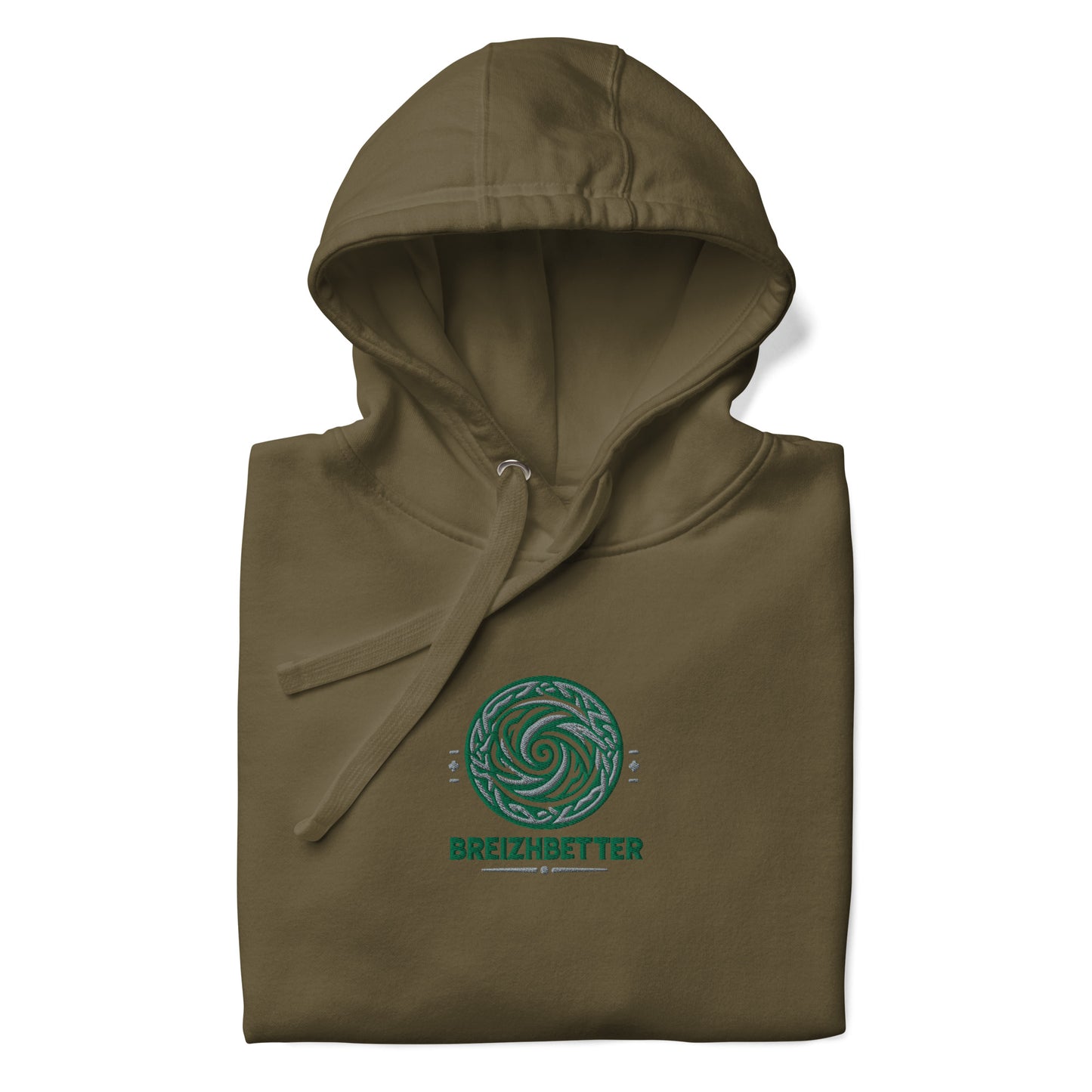 Sweat à Capuche Unisexe Breizhbetter Legende Vert Brodé AV